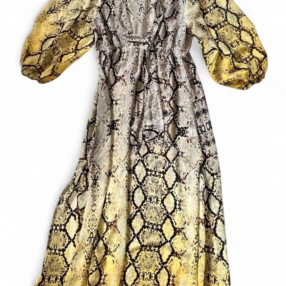 Blue Island Yellow Snakeskin Print Maxi Dress Beach Cover Up